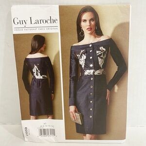 Vogue Sewing Pattern V1559 Guy Laroche Off Shoulder Dress‎ Sz 6-14 NEW